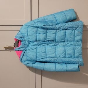 Xersion  Turquoise/Pink Zipper Hooded Girls Size 16 Puffer Jacket